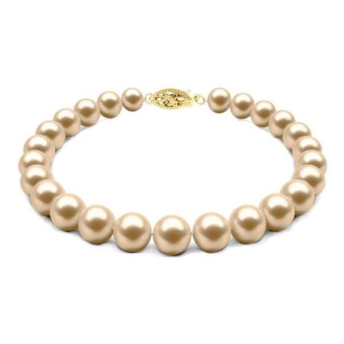 Bratara perle naturale crem de 7-8 mm cu inchizatoare filigranata din aur galben de 14 karate