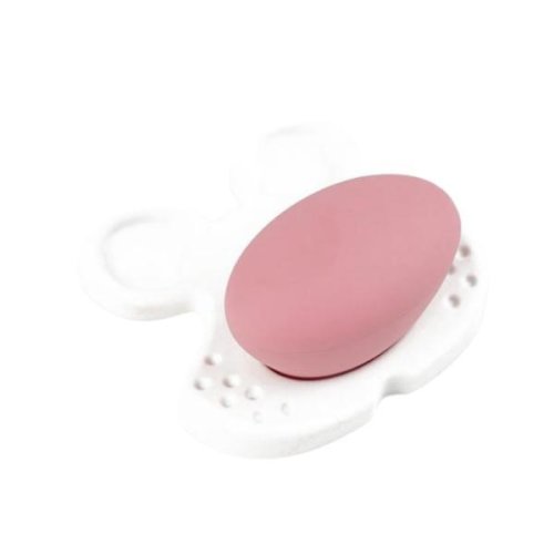 Buton pentru mobila copii joy tigru, finisaj alb cu nasuc roz cb, 30 mm