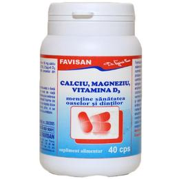 Calciu, magneziu, vitamina d3 favisan, 40 capsule