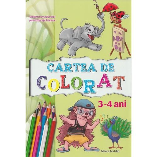 Cartea de colorat 3-4 ani, editura ars libri