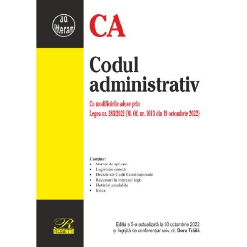 Codul administrativ ed.5 act. 30.10.2022 - coord. doru traila