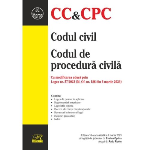 Codul civil. codul de procedura civila ed.10 - coord. evelina oprina