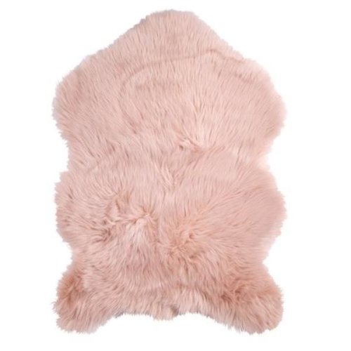Covor pufos decorativ pentru living, model imitatie blana artificiala, moale, calduros si confortabil, 90 x 60 cm, roz