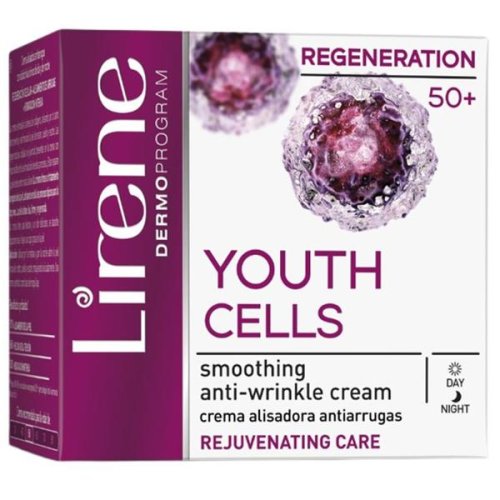Crema antirid de fata cu acid hialuronic de zi si noapte 50+ - lirene dermo program regeneration 50+ youth cells, 50 ml