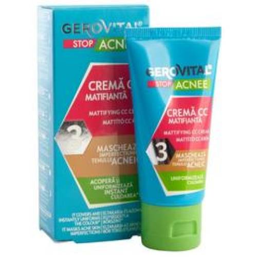 Crema cc matifianta - gerovital stop acnee mattifying cc cream, 30ml