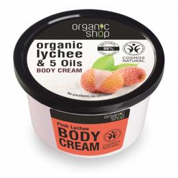 Crema corporala cu extract de litchi si 5 uleiuri pink lychee organic shop, 250ml