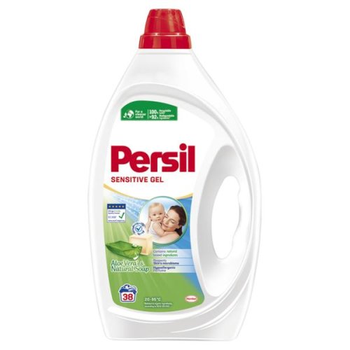 Detergent lichid pentru rufele persoanelor cu piele sensibila - persil sensitive gel aloe vera   natural soap, 19 spalari, 855 ml