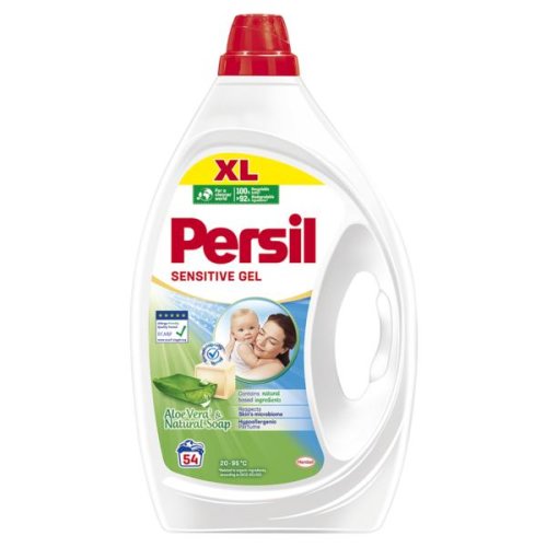 Detergent lichid pentru rufele persoanelor cu piele sensibila - persil sensitive gel aloe vera   natural soap, 54 spalari, 2430 ml