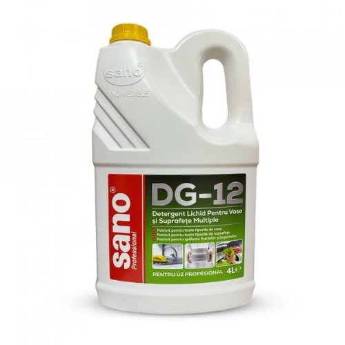 Detergent lichid profesional pentru vase si suprafete multiple - sano professional dg12, 4000 ml