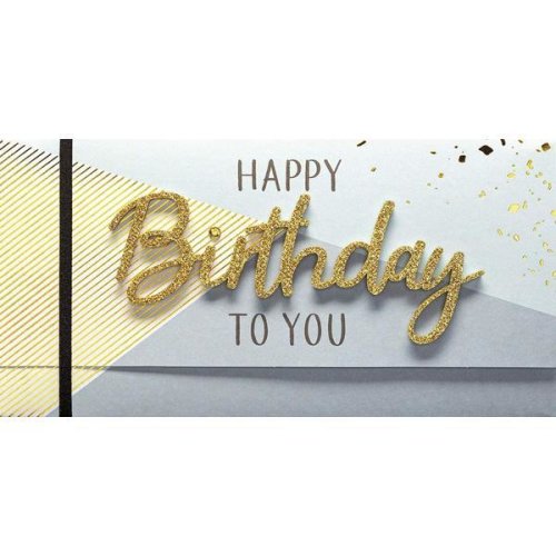 Oem Felicitare „happy birthday to you„ – arta literelor frumoase, cu plic alb, 22 x 11 cm