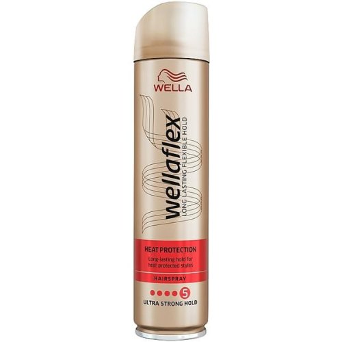 Fixativ cu protectie termica si fixare ultra puternica - wella wellaflex hairspray heat protection ultra strong hold, 250 ml