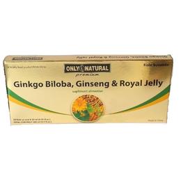 Ginkgo biloba   ginseng   royal jelly only natural, 10 fiole x 10 ml
