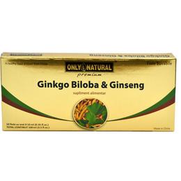 Ginkgo biloba si ginseng only natural, 10 fiole x 10 ml