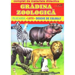 Gradina zoologica - placarda, loto, desene de colorat, editura biblion