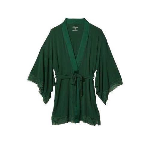 Halat dama victoria's secret, modal lace-trim robe, verde, xs/s intl