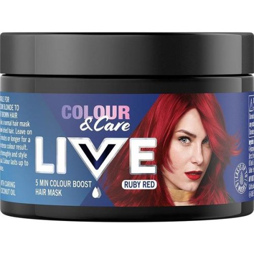 Masca de par coloranta - schwarzkopf live color   care 5 min color boost hair mask, nuanta ruby red, 150 ml
