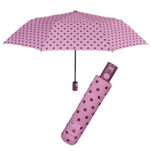 Mini umbrela ploaie automata pliabila model cu buline roz