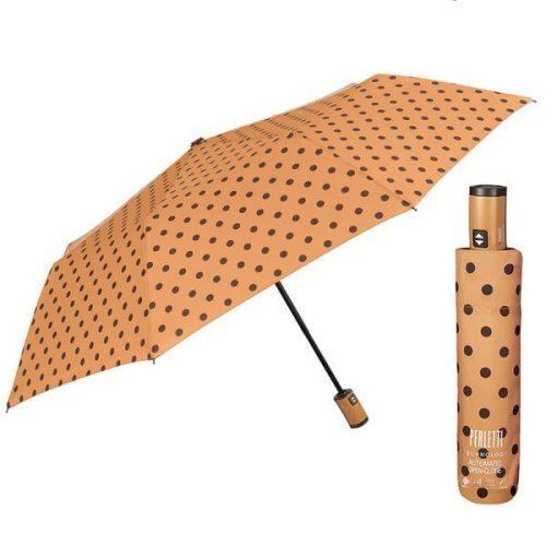 Mini umbrela ploaie inchidere deschidere automata model cu buline portocalii