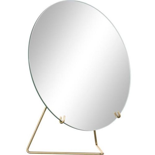 Oglinda cosmetica standing mirror, cu cadru din otel auriu