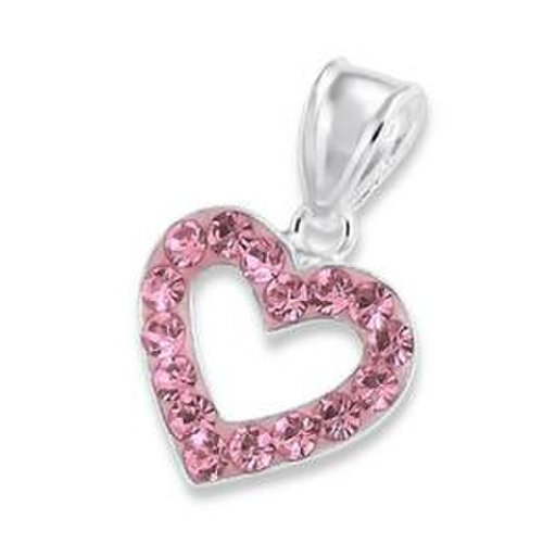 Pandantiv din argint in forma de inima cu cristale, light rose, adorabel