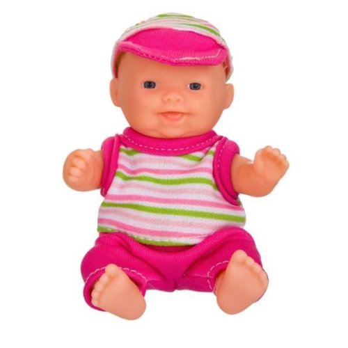 Papusa bebelus imbracat, hainute detasabile topi toy, 12.5 cm, roz, 3 ani +