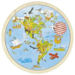 Puzzle circular din lemn calatorie prin lume - goki