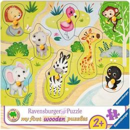 Puzzle din lemn animale zoo, 8 piese - ravensburger