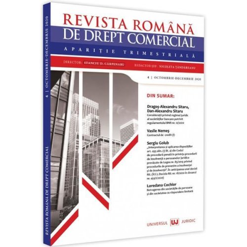 Revista romana de drept comercial nr.4 octombrie-decembrie 2020, editura universul juridic