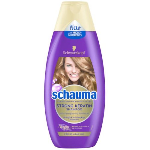 Sampon fortifiant cu keratina pentru par fin sau fragil - schwarzkopf schauma strong keratin shampoo for fine or weak hair, 400 ml
