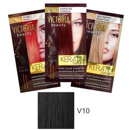 Sampon nuantator cu keratina camco victoria beauty keratin therapy, nuanta v10 black, 40ml