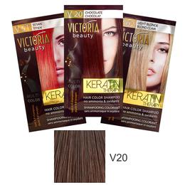 Sampon nuantator cu keratina camco victoria beauty keratin therapy, nuanta v20 chocolate, 40ml