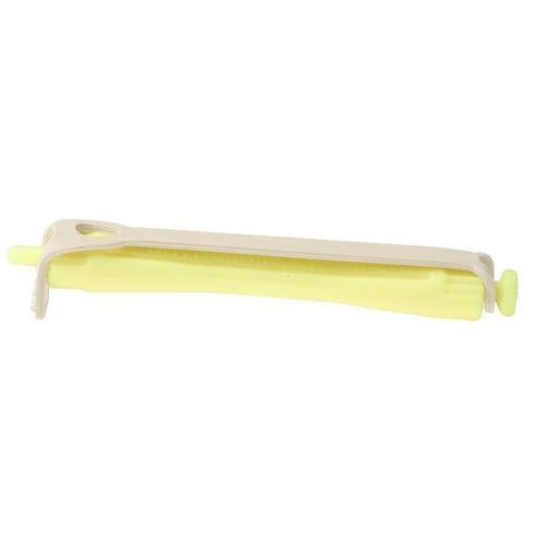 Set 12 bucati bigudiuri din plastic cu elastic pentru permanent galben 80 mm x grosime 11,5 mm