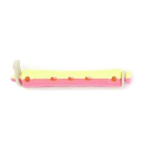 Sinelco Set 12 bucati bigudiuri din plastic cu elastic pentru permanent rosu  galben 60 mm x grosime 9 mm