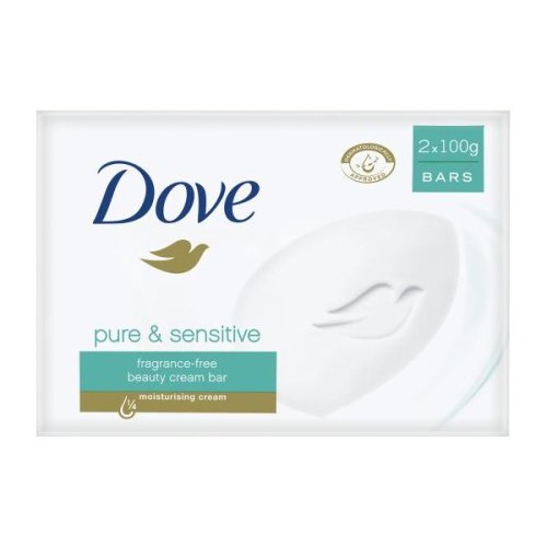 Set 2 bucati sapun solid pentru piele sensibila - dove pure   sensitive beauty cream bar, 2x100g