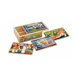 Set 4 puzzle lemn in cutie animale de companie