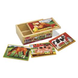 Set 4 puzzle lemn in cutie animale domestice