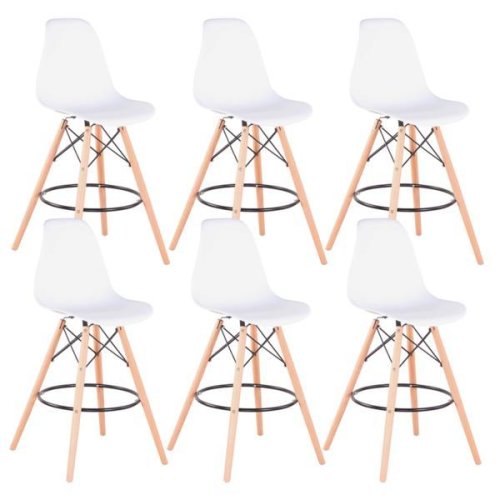 Set 6 scaune bar alb fag carbry 54x54x108 cm