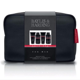 Baylis & Harding Set cadou baylis   harding men's skin spa wash bag - lotiune de curatare pentru par si corp 100ml, gel de dus 50ml, balsam aftershave 50ml, lotiune de curatare pentru ten 100ml