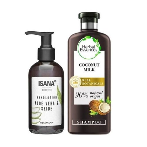 Herbal Essences Set cadou cosmetice cu ingrediente naturale cu sampon cu lapte de cocos (250 ml) + crema de maini cu aloe vera (200 ml)