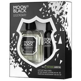 Set cadou pentru barbati moon black legendary florgarden - lotiune dupa barbierit 100ml + parfum deodorant 100ml