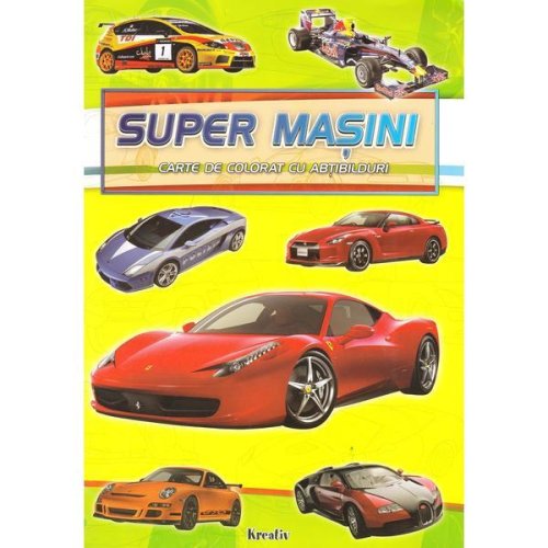 Super masini. carte de colorat cu abtibilduri, editura kreativ