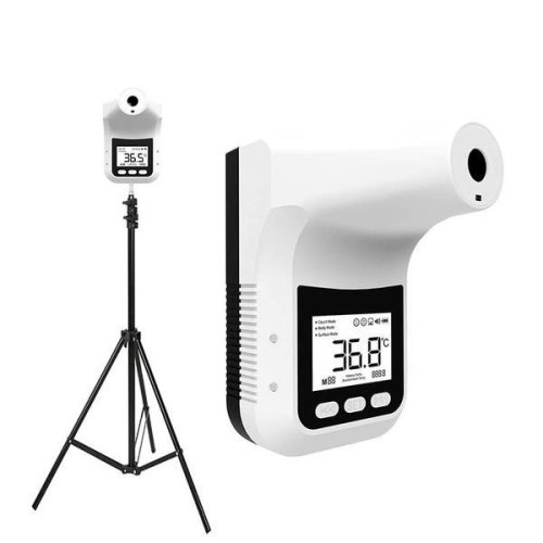 Termometru infrarosu medical non contact digital k3-pro cu functie vocala, echipat cu stand de fixare si prezentare, baterii incluse