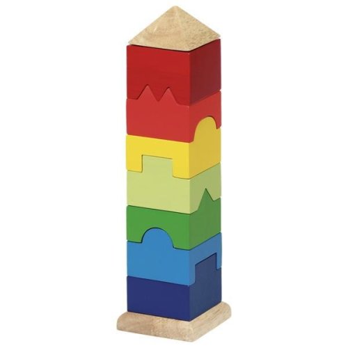 Goki Turn multicolor de stivuire cu piese din lemn unice