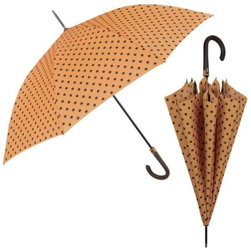 Umbrela ploaie automata baston model cu buline portocalii