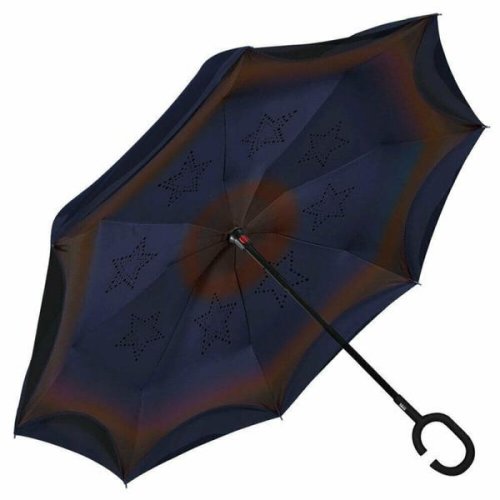 Umbrela ploaie reversibila albastra model cu dungi
