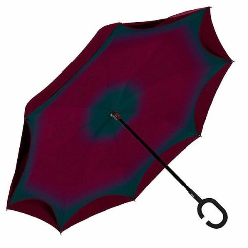 Umbrela ploaie reversibila rosie model cu dungi
