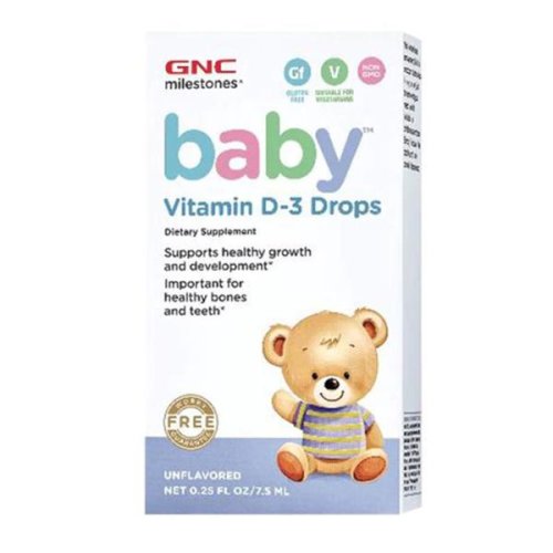 Vitamina d-3 picaturi pentru bebelusi - gnc milestones baby, 7.5 ml