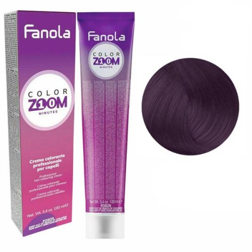 Vopsea crema permanenta - fanola color zoom 10 minutes, nuanta 5.2 light chestnut violet, 100 ml