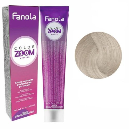 Vopsea crema permanenta - fanola color zoom 10 minutes, nuanta 8.01 natural light ash blonde, 100 ml