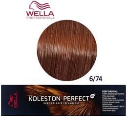 Vopsea crema permanenta - wella professionals koleston perfect me+ deep browns, nuanta 6/74 blond inchis castaniu roscat
